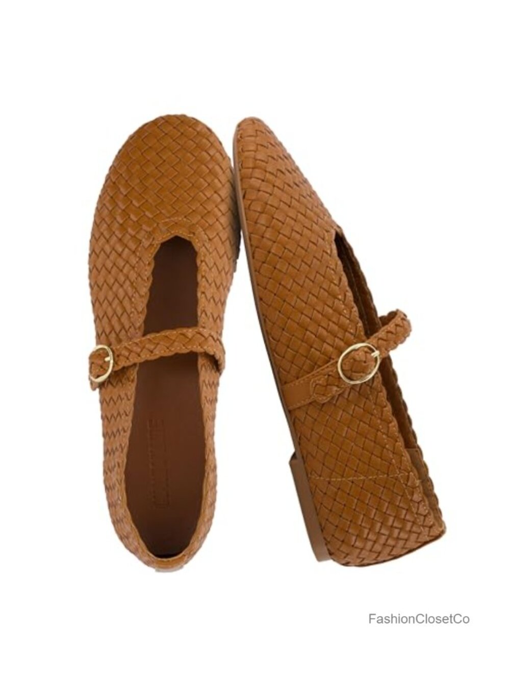 Woven Mary Jane Flats for Women, Memory Foam Ballet Shoes with Strap, Dressy